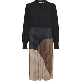 Culture Kjole - Mab Betty Colorblock - Black/ RainDrum/TimberWolf