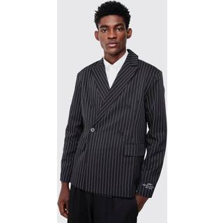 Mens Black Oversized Boxy Pinstripe Blazer