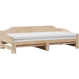Daybed Med Udtræk Massivt Fyrretræ - Naturfarvet / 90 x 190 cm