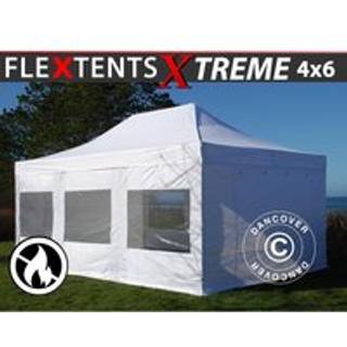 Foldetelt FleXtents Easy up pavillon Xtreme 50 4x6m Hvid, Brandhæmmende, inkl. 8 sider