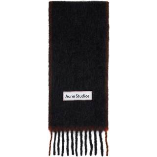 Wool Mohair Narrow Scarf in Black - OS