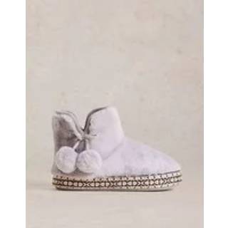 White Stuff White Stuff Grey Faux Fur Bootie Slippers