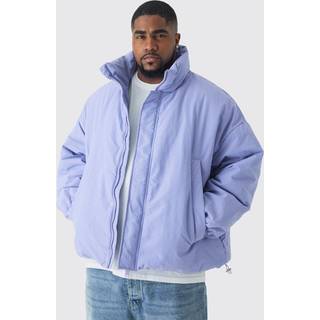 Mens Plus Oversized Boxy Padded Funnel Neck Coat In Lilac