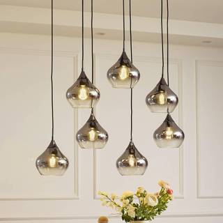 Glas hængelampe Jarven Lucande, dæmpbar, Aluminium/grå/zink, Stue/spisestue, Glas, Moderne