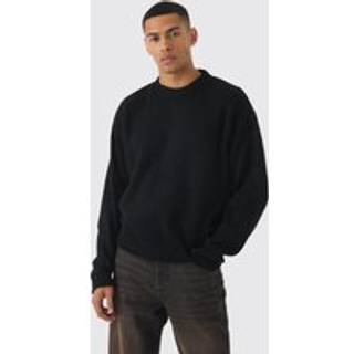 Mens Black Oversized Boxy Brushed Knitted Jumper