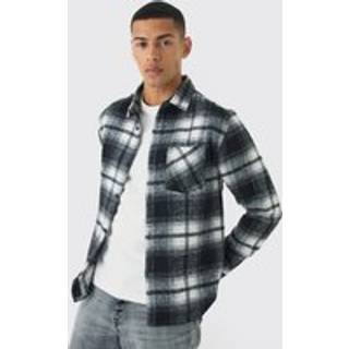 Mens Black Regular Fit check Check Long Sleeve Shirt