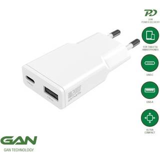 4Smarts PD Slim 20W Vægoplader GaN m. 1 x USB-C & 1 x USB-A - Hvid