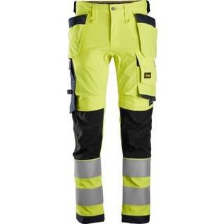 Snickers 6243 high-vis stretch bukser med hylsterlommer, klasse 2 gul/navy 244