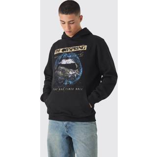 Mens Black Oversized The Offspring Band License Print Hoodie