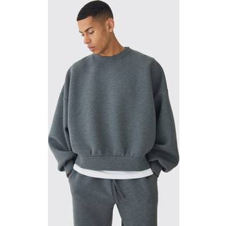 Mens Charcoal Oversized Marl Scuba Sweatshirt