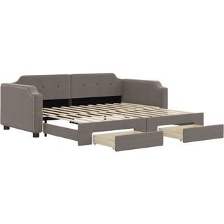 daybed med udtræk og skuffer 90x200 cm stof gråbrun