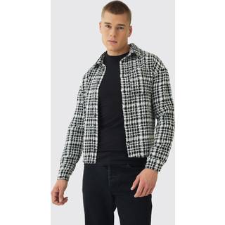 Mens Black Regular Boucle Overshirt