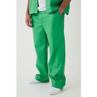 Mens Green Plus PU Relaxed Fit Trousers