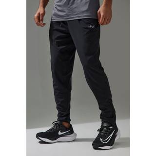 Mens Black Man Active Performance Lightweight Stretch Woven Tapered Joggers