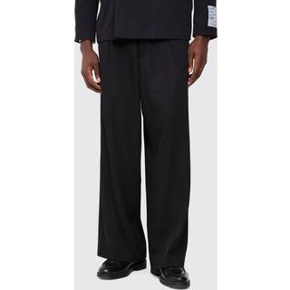 Mens Black Double Fixed Waistband Parachute Trouser