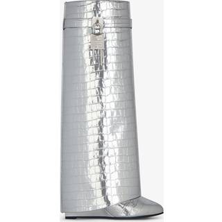 Givenchy Shark Lock croc-effect leather knee-high boots - silver - EU 38