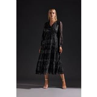 Lts Tall Black Metallic Dash Tiered Midaxi Dress Size 10