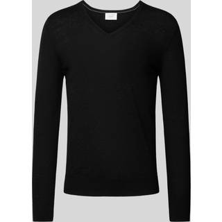 OLYMP Herren V-Pullover schwarz unifarben