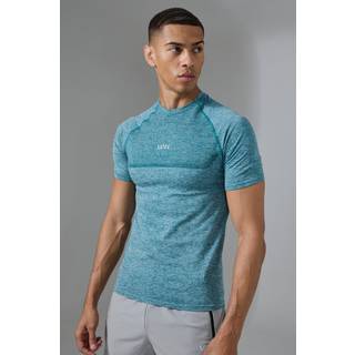 Mens Teal Man Active Muscle Fit Seamless Marl T-shirt