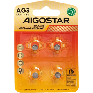 4 stk. Knapcellebatteri - AG3 LR41, 1,5V