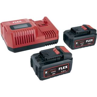 FLEX akku P-sæt 55 R / 2 x 5,0 Ah batteri + lader