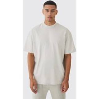 Mens Light Grey Man Oversized Extended Neck Heavyweight T-shirt