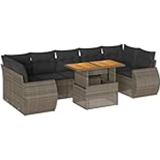 Sofasæt Til Haven 8 Dele Med Hynder Polyrattan Sort - Grå / med opbevaring