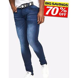 Crosshatch Herre Barbeck Slim Fit Jeans Mørk Vask