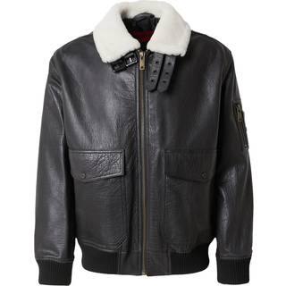 HUGO Herren Lederjacke schwarz unifarben