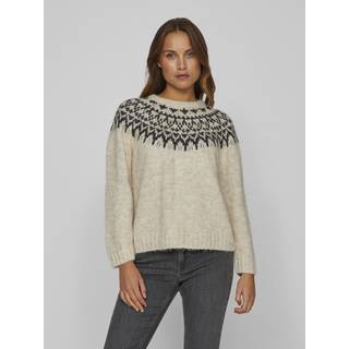 VILA Viejla O-neck L/S JACQUARD KNI Super Light Natural Me Pattern L