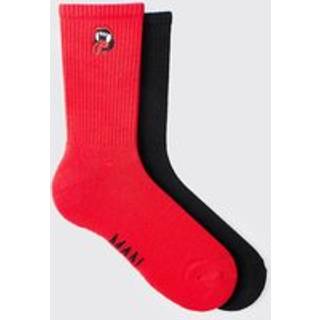 Mens Multi 2 Pack Mouth & Fangs Embroidered Socks
