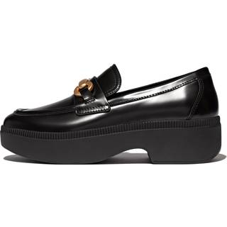 FitFlop FitFlop F-Luma Chunky-Snaffle Box-Leather D/Wedge Black Loafers