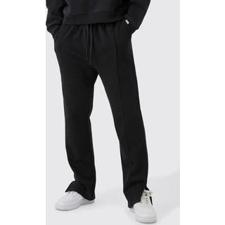 Mens Black Regular Fit Split Hem Heavyweight Jogger