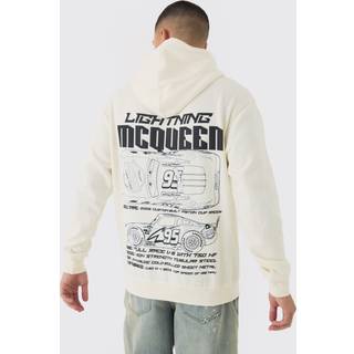 Mens Ecru Oversized Lightning McQueen Pixar Cars License Print Hoodie