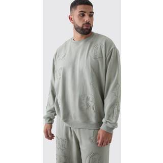 Mens Stone Plus Oversized Applique Sweatshirt