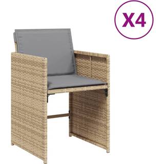 Havestole 4 Stk. Med Hynder Polyrattan Blandet Beige