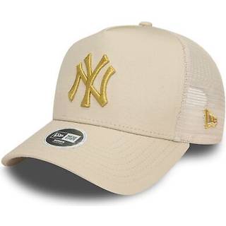 New York Yankees Womens Metallic Light Beige 9FORTY E-Frame Adjustable Trucker Cap newera adult female Brown newera adult female Brown newera adult fe - Osfm