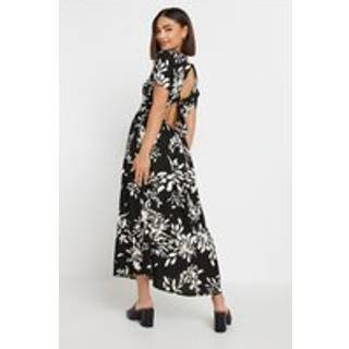 PixieGirl Petite PixieGirl Petite Black Mono Open Back Bow Midi Dress