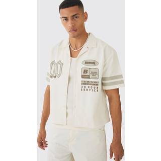 Mens Ecru Oversized Lightweight Twill Moto Shirt