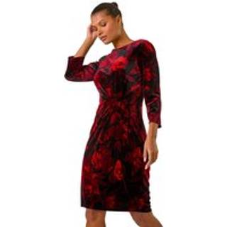Roman Roman Velvet Rose Tryk Side Twist Shift Kjole - 46