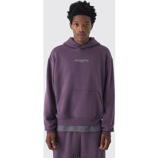 Mens Purple 330GSM Oversized Boxy High Build Print Limited Hoodie