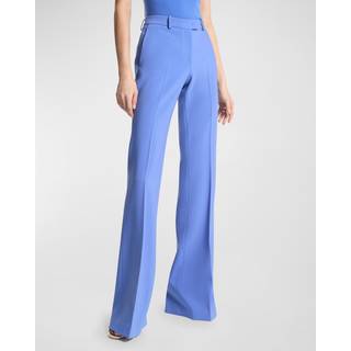 MK Haylee Stretch Pebble Crepe Flared Trousers - Blue - Michael Kors - EU 44