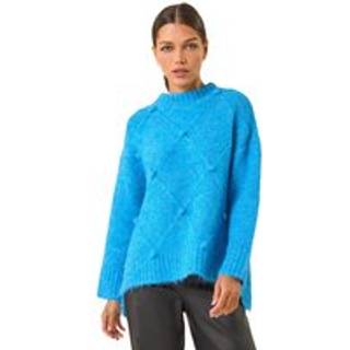 Roman Roman Blue Boucle Diamond Stitch Jumper
