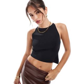 Asymmetric Knit Tank Top - Black - XL