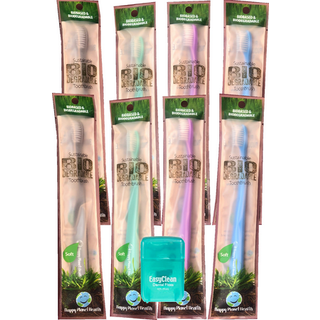HDP Happy Planet Bionedbrydelig tandb?rste Floss Farve: Bionedbrydelig st?rrelse: Pakke med 8 med bonus