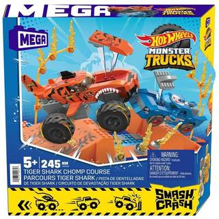 Mega Hot Wheels Bilsæt Smash N Crash Tiger Shark Chomp Course, 245 dele