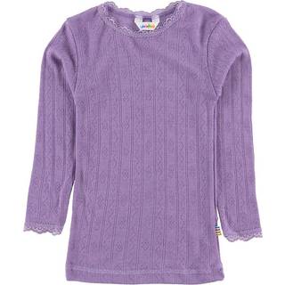 Lilla uld-silke bluse med blonder