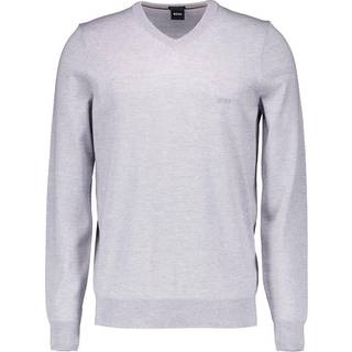 BOSS Black Herren V-Pullover grau unifarben