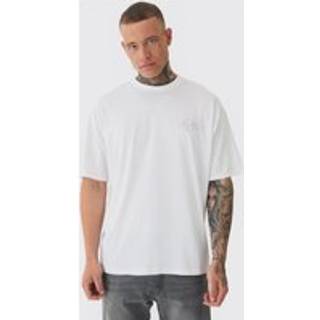 Mens Tall Oversized Man Diamond Embroidered T-shirt In White