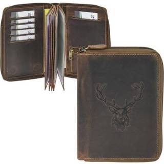 Großes Ausweisetui Leder 13x17cm mit Reißverschluss "Vintage" Royal Stag Hirsch antikbraun | Greenburry 328RV-RS-25